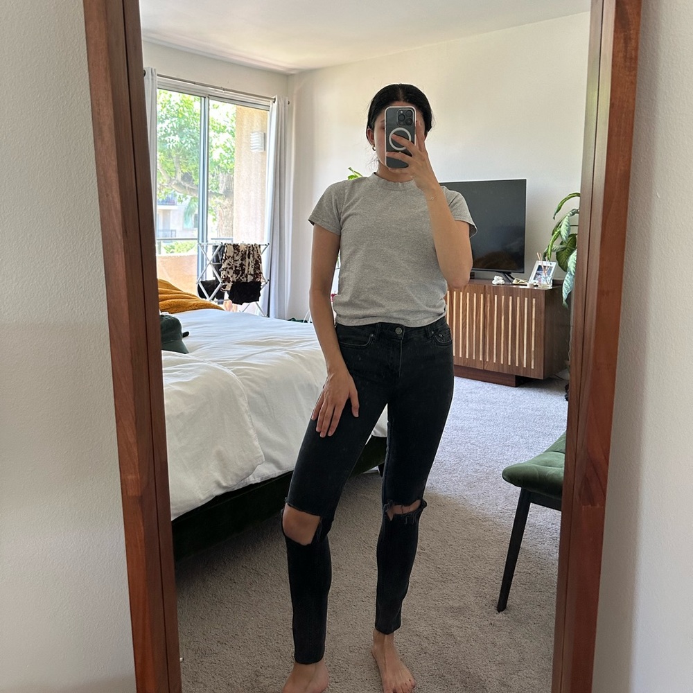 All Saints Mast Slashed Black Jeans